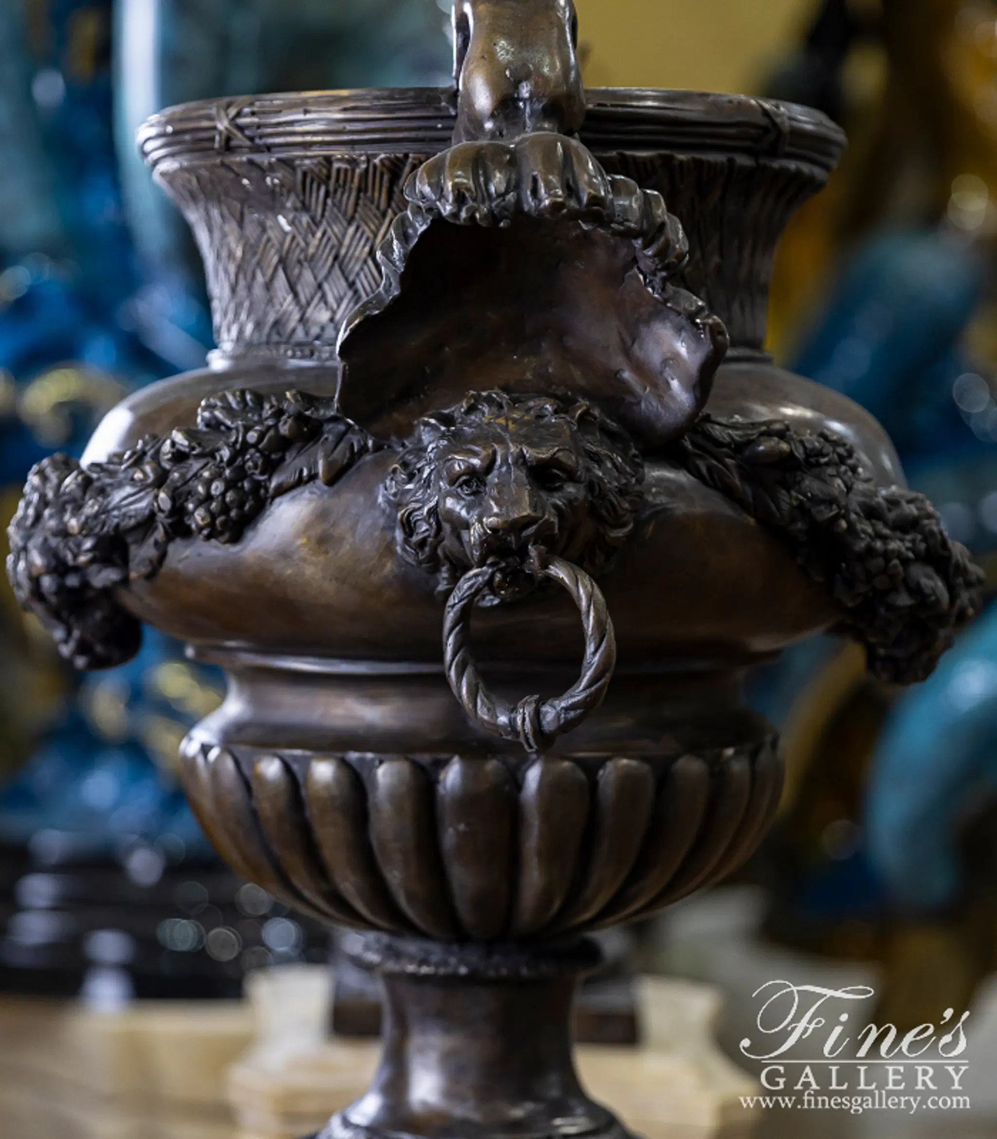 Bronze Planters - Cherub Lion Planter Pair In Classic Bronze - BP